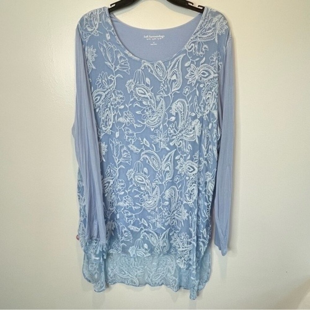 Euc Soft Surroundings Adele Silk Embroidered Tuni… - image 2